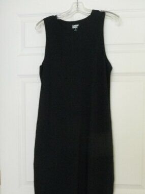 LANDS’ END BLACK COTTON SLEEVELESS SWIM COVER-UP MAXI DRESS